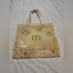 Dior Elegant Floral Embroidered Tote Bag